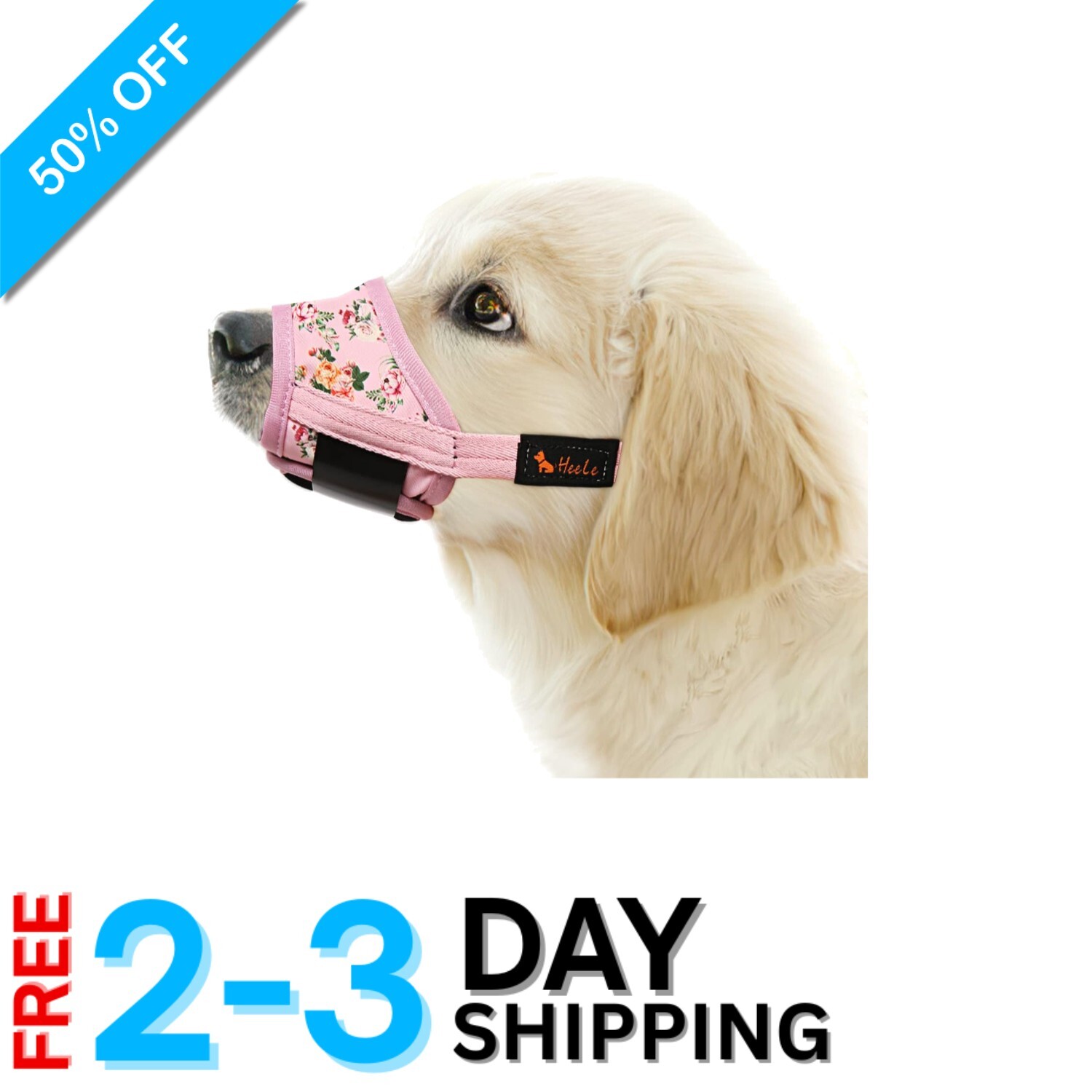 Elegant Pink Flower Dog Muzzle - Soft Nylon, Adjustable & Breathable Design