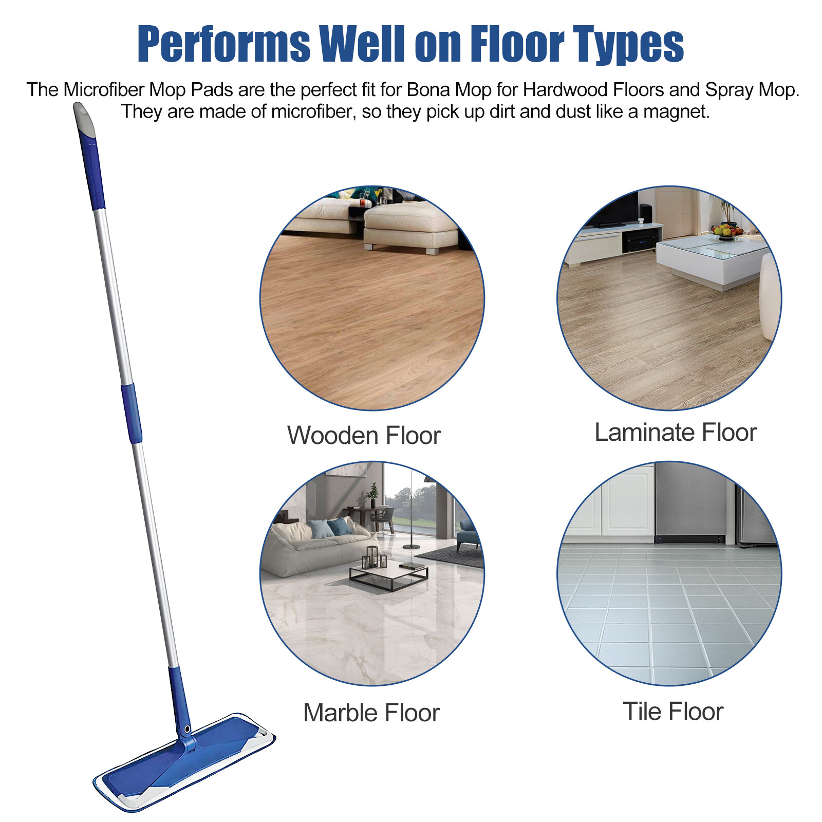 3Pcs Replacement Microfiber Cleaning Refill Pads For Bona Mop 18" Reusable Tools
