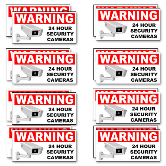 SECURITY CAMERA Decals 24 HOUR Warning Vinyl Wall Stickers 8" wide Multi-packs