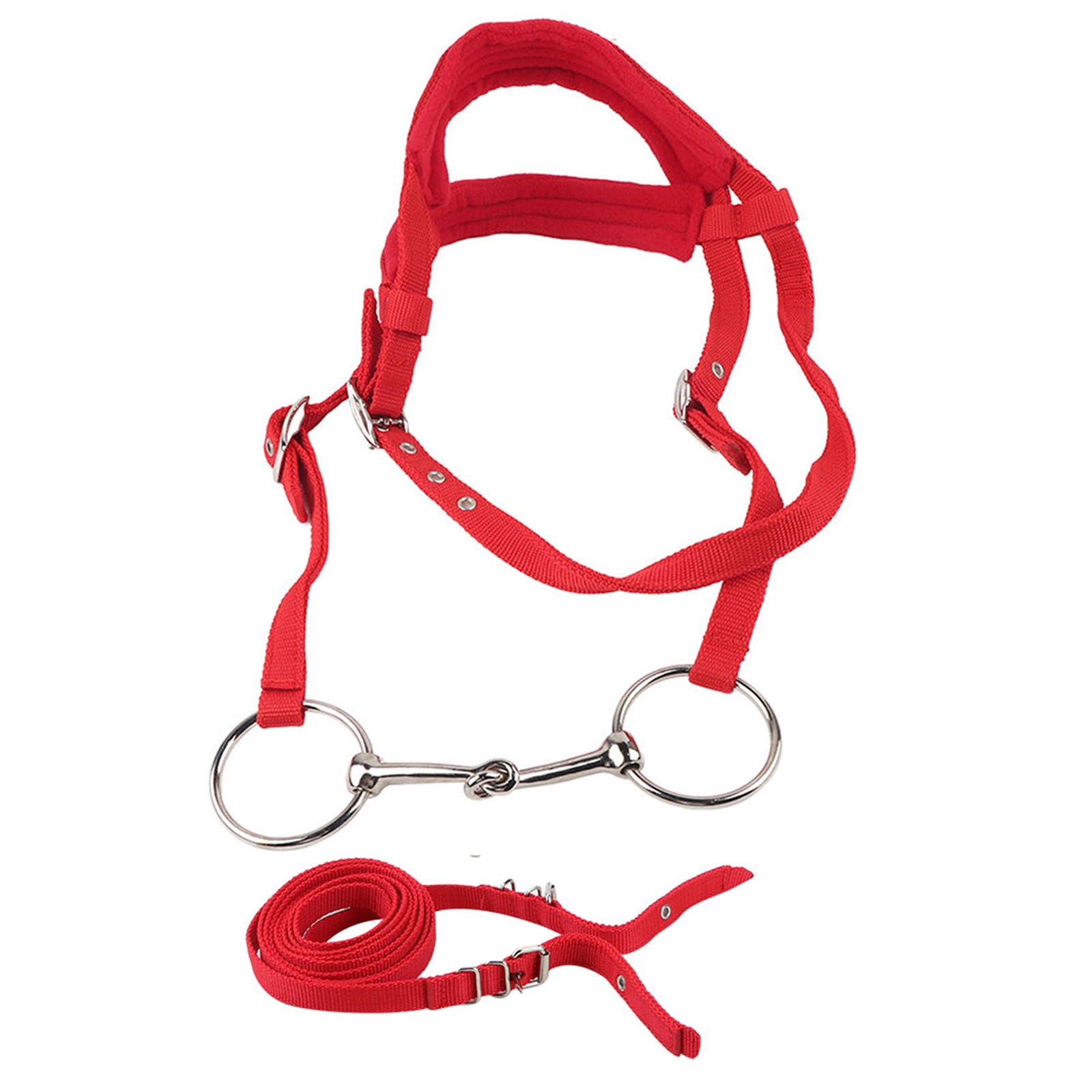 Adjustable Horse Bridle Rein Harness Headstalls With Soft Cushion Red