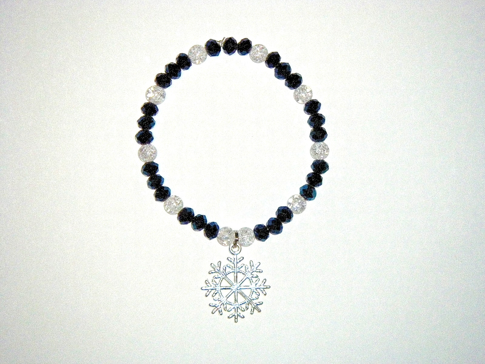 SNOWFLAKE CHARM BRACELET (7 1/2"):  HAND-MADE JEWELRY BY T.L.C.