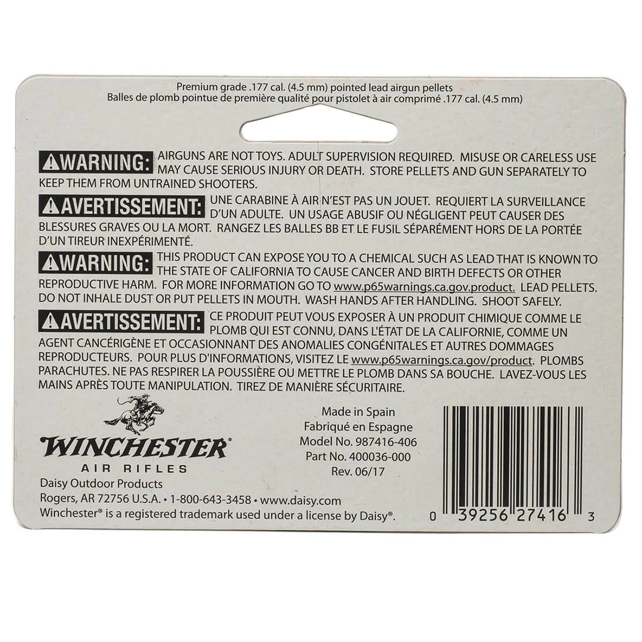 Daisy Winchester .177 Caliber Pointed Pellet (500 per Tin)