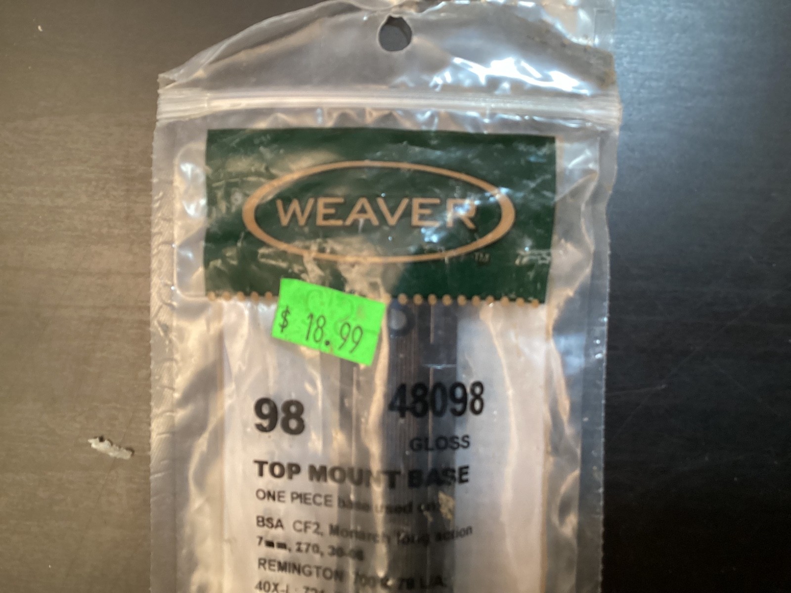 Weaver 98 Top Mount Base 48098 Gloss Black Remington 700 & BSA Models