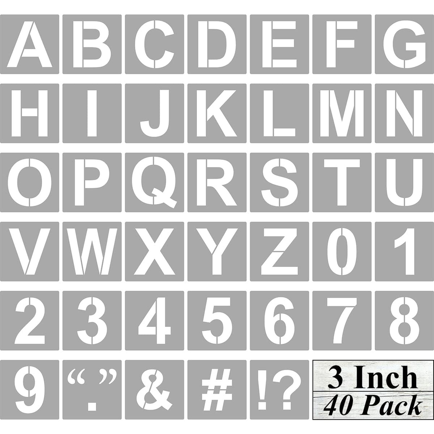 Alphabet Letter and Number Stencils 3 Inch - 40 Pack Letters and Numbers Sten...