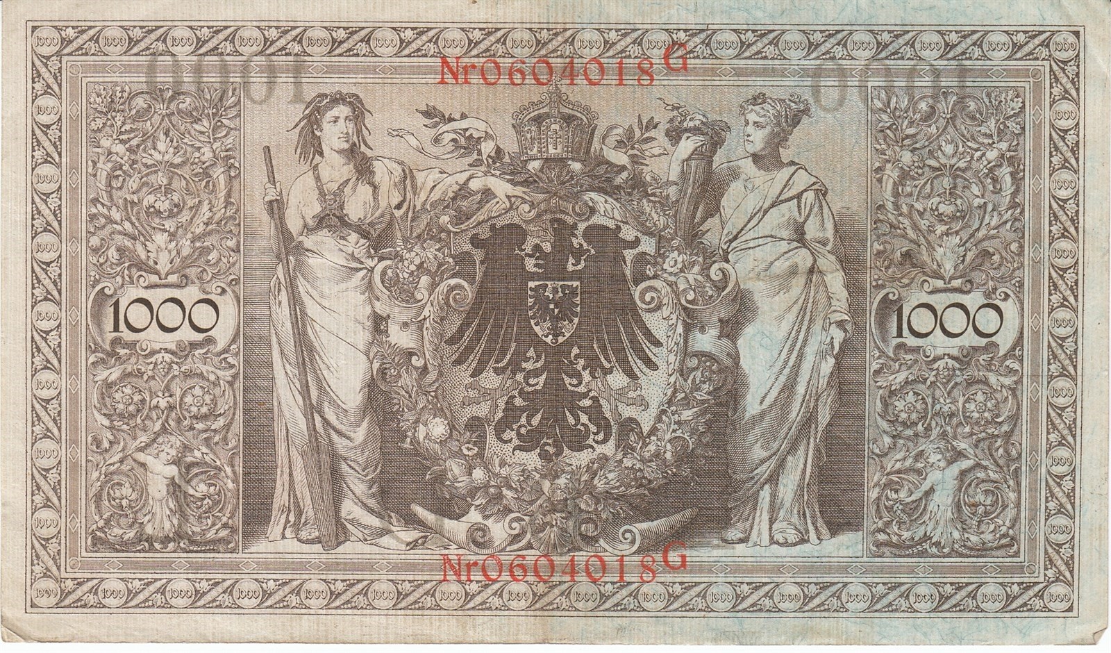 Currency Germany 1910 Reich Banknote Money 1000 Reichsmarks Circulated