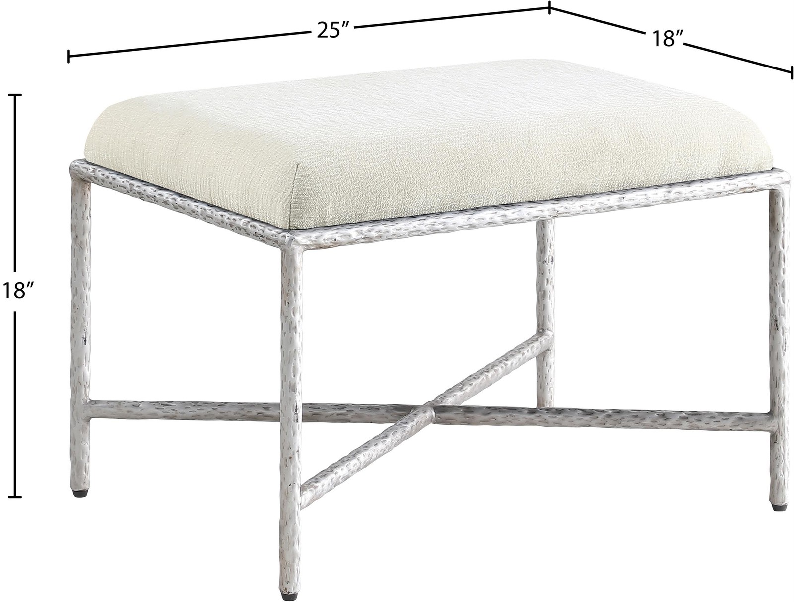 Meridian Furniture Valley Cream Chenille Fabric Bench