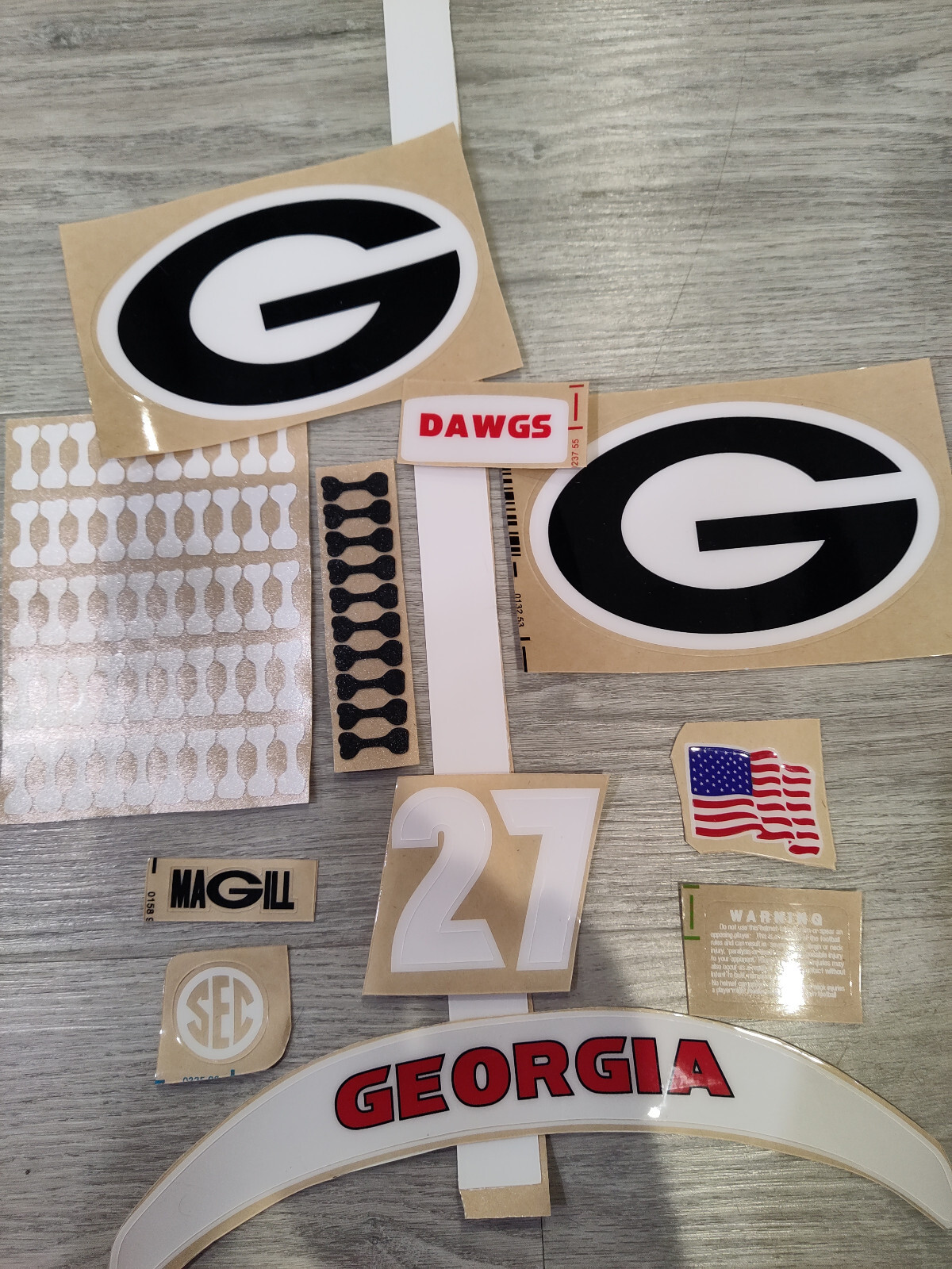 Georgia Bulldogs full size football helmets 3M vinyl decals