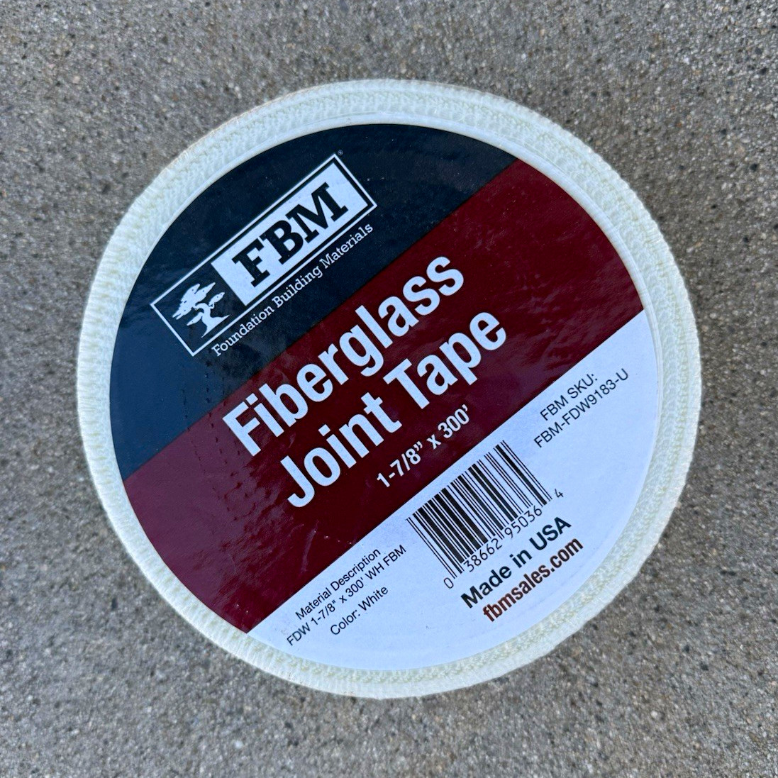 FBM Drywall Fiberglass Joint Tape 1-7/8 in x 300 ft, MPN FBM-FDW9183-U