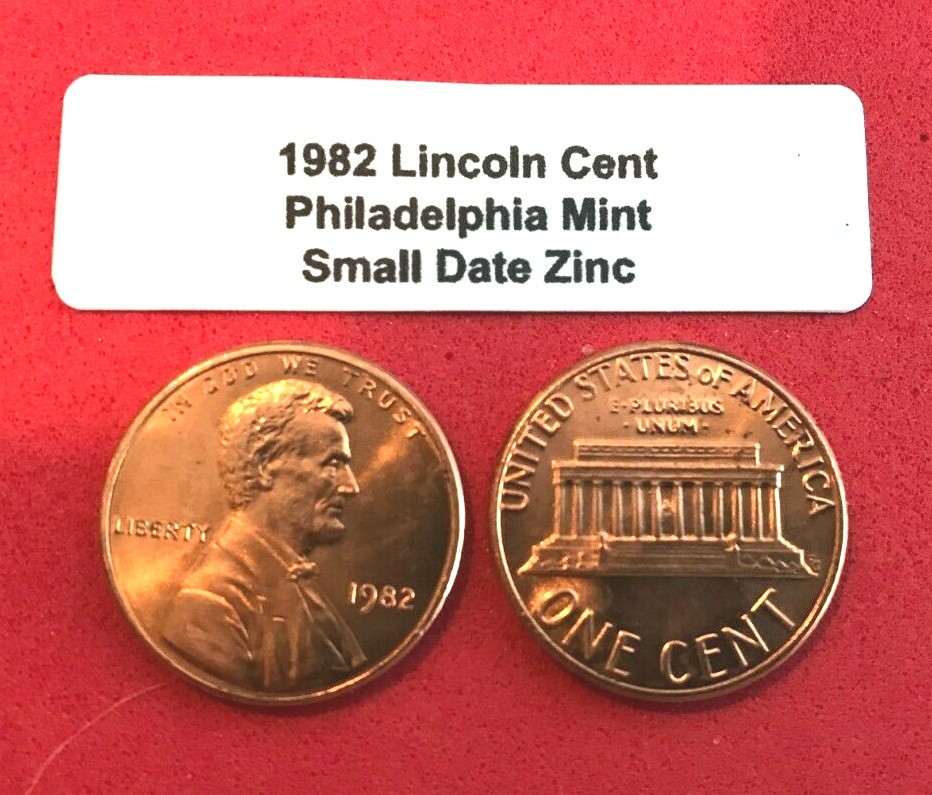 1982 P LINCOLN CENT  - SMALL DATE ZINC -  HAND PICKED GEM RED UNCIRCULATED