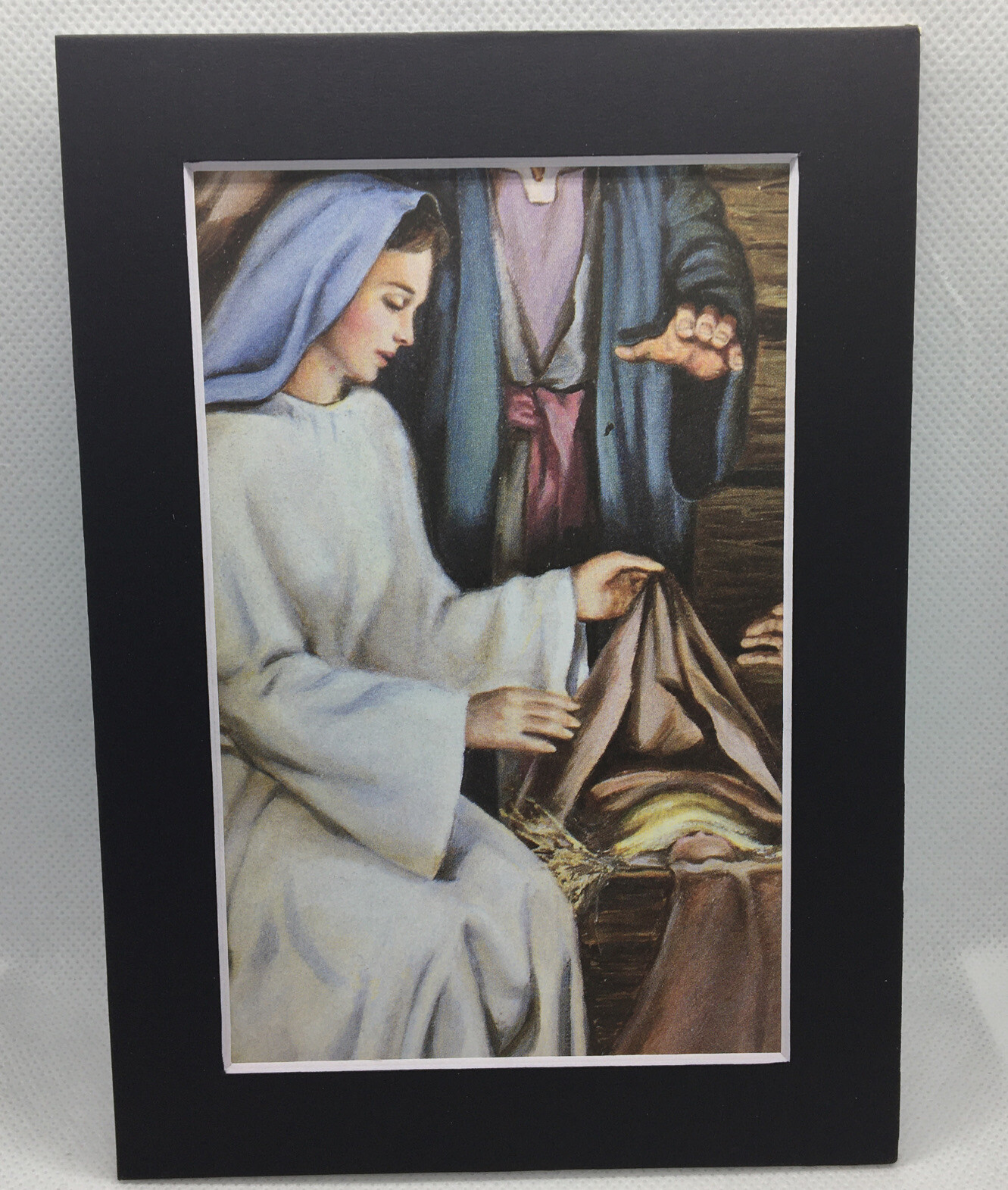 New Handmade 5x7 (Matted ) Virgin Mary & Newborn Jesus Manger Free Ship 95