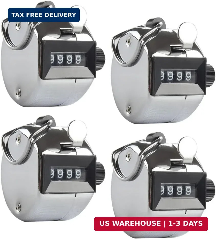 Handheld Tally Counter 4 Digit Mechanical Clicker Counters 4 Pcs | Metal Mechani