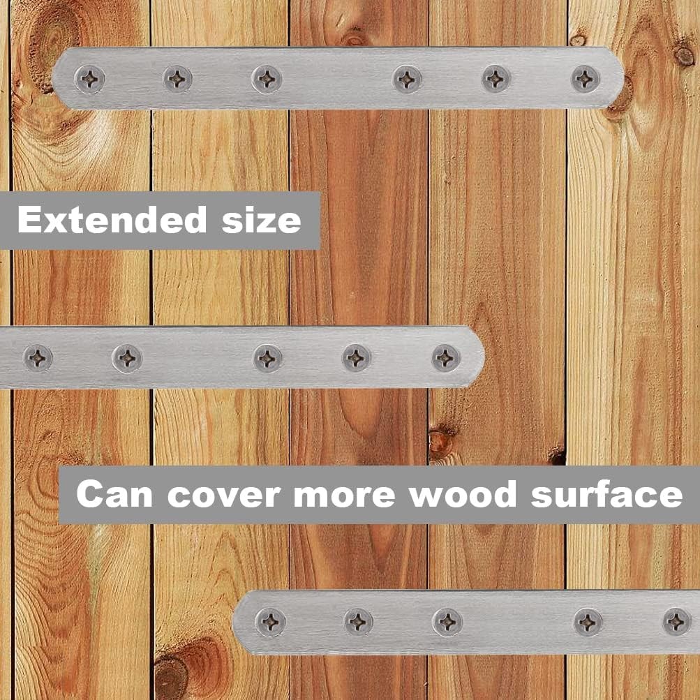 8 Pack Flat Straight Brace Brackets, 8 Inch Stainless 8 PCS-8 inch, Silver