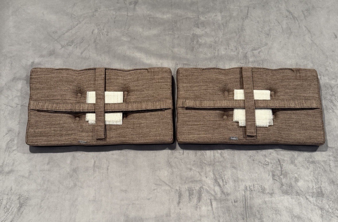 Baibu Set Of 2 Brown Bench Stool Cushions Rectangular With Straps