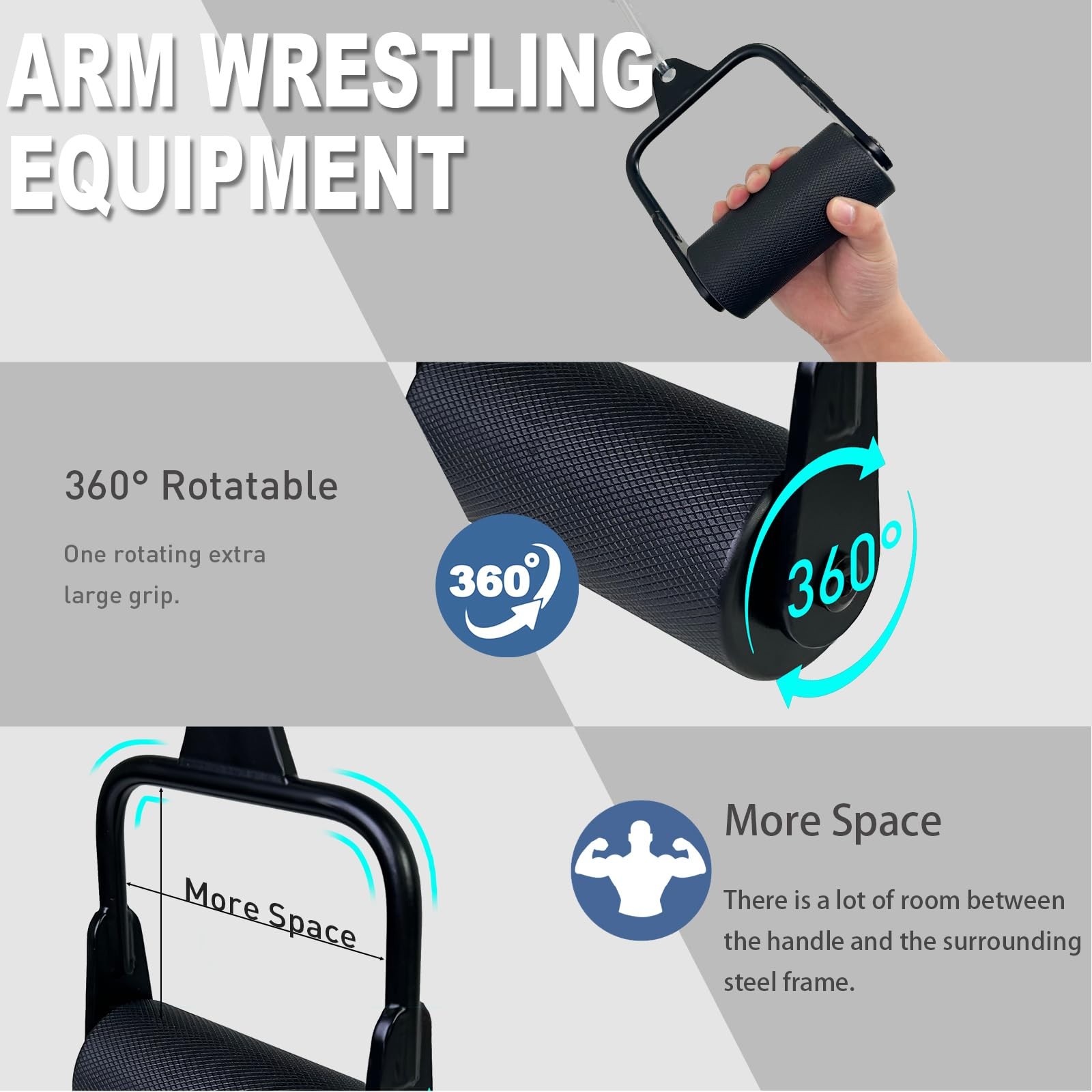Arm Wrestling Handles, Thick Armwresting Training Equipment LAT Pulldown Atta...
