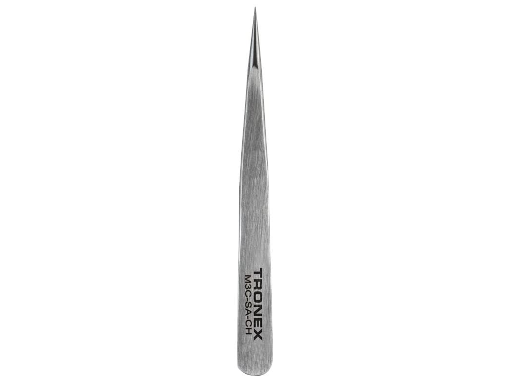 Tronex M3C-SA-CH - Mini Stainless Steel Tweezer, Short, Slight Taper Tip, Very