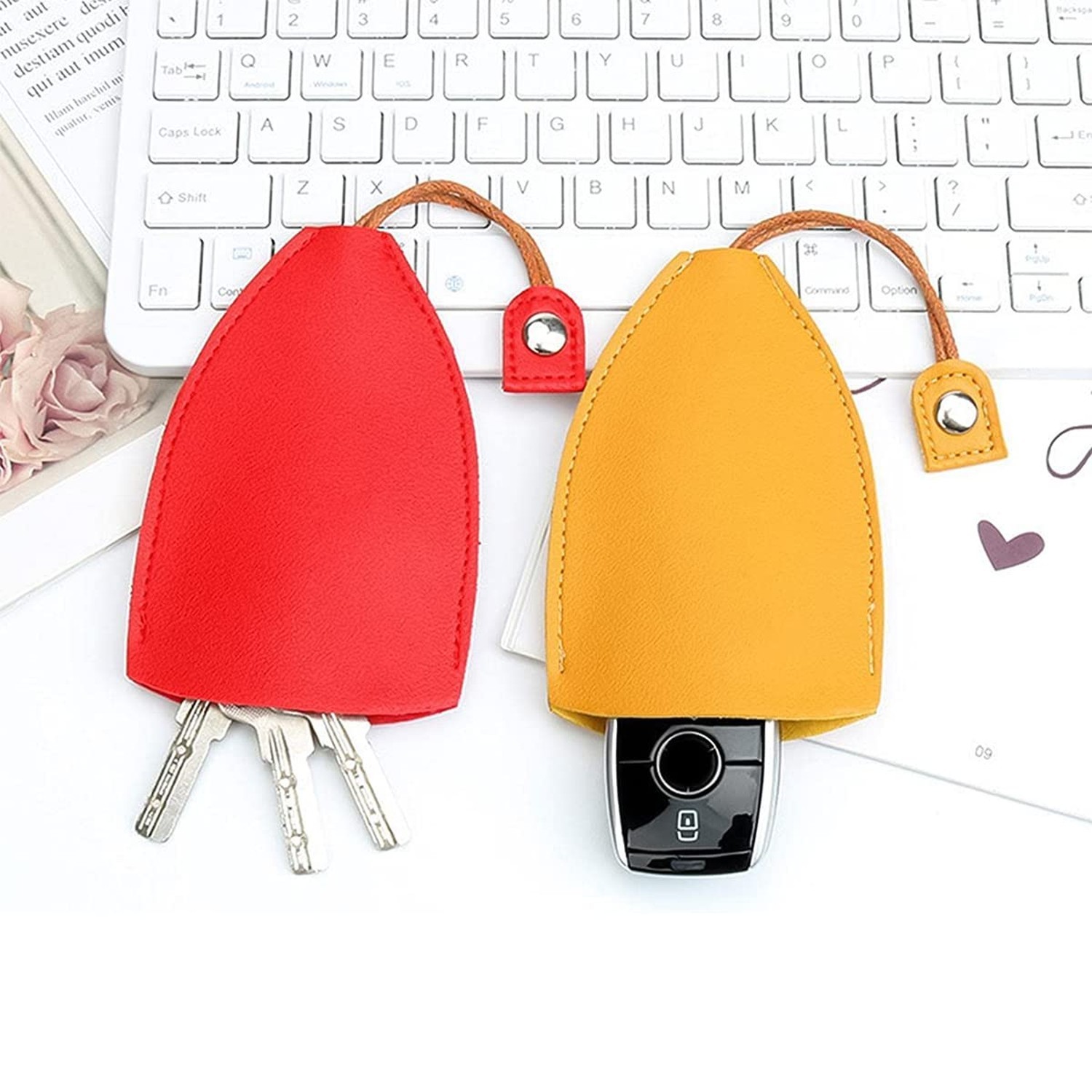 Car Key Case, 2PCS Creative Pull-Out Key Sleeve Keychain Bags, PU Leather Lar...