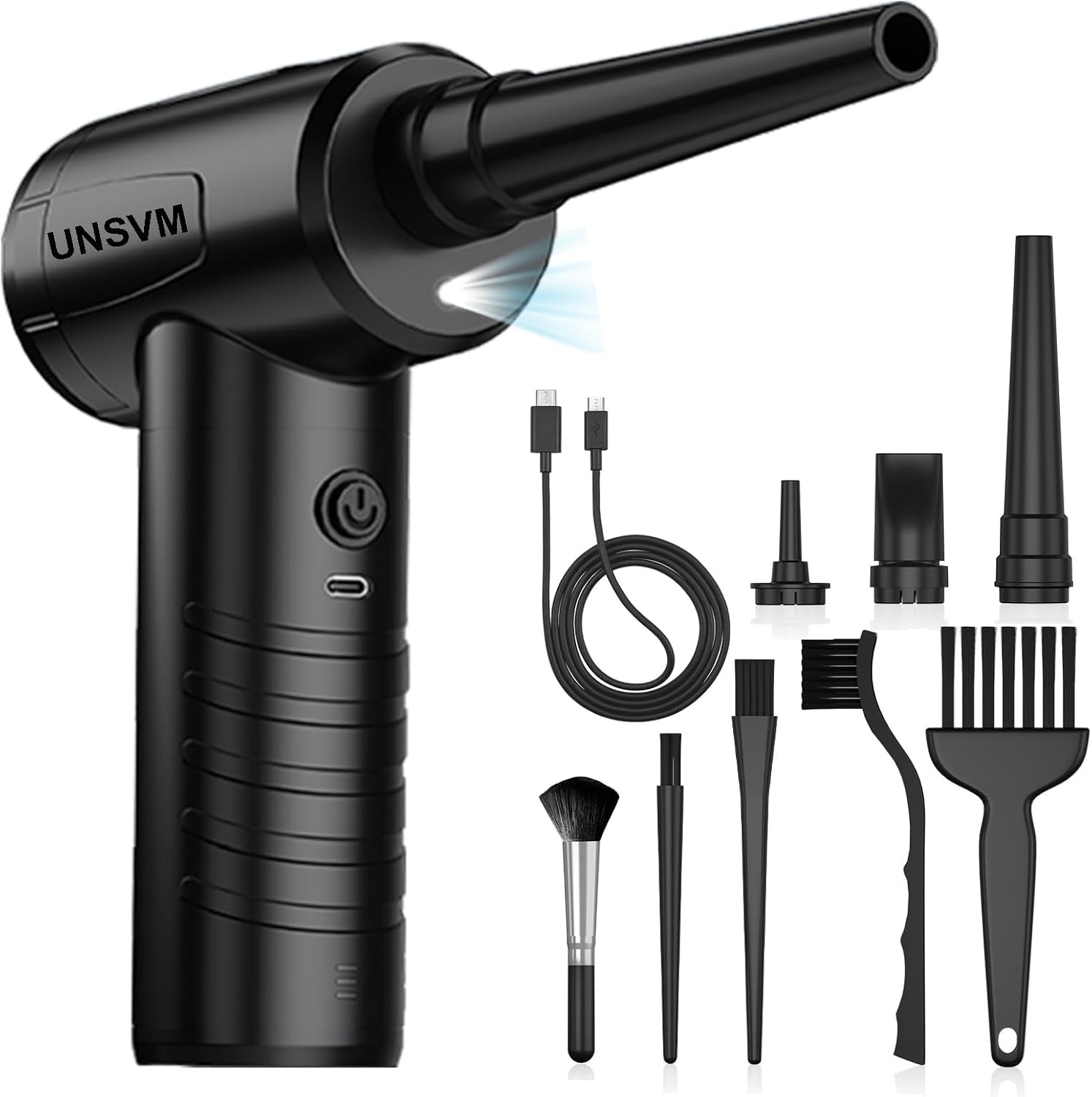 Soplador de aire electrico recargable inalambrico 3 velocidades con luz LED
