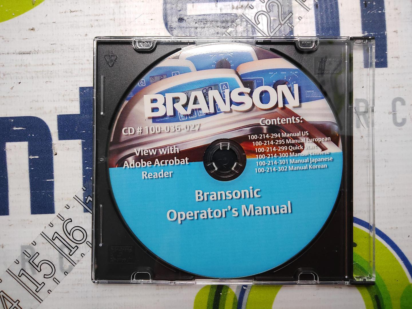 Bransonic 100-036-027 Operator's Manual CD-ROM Software