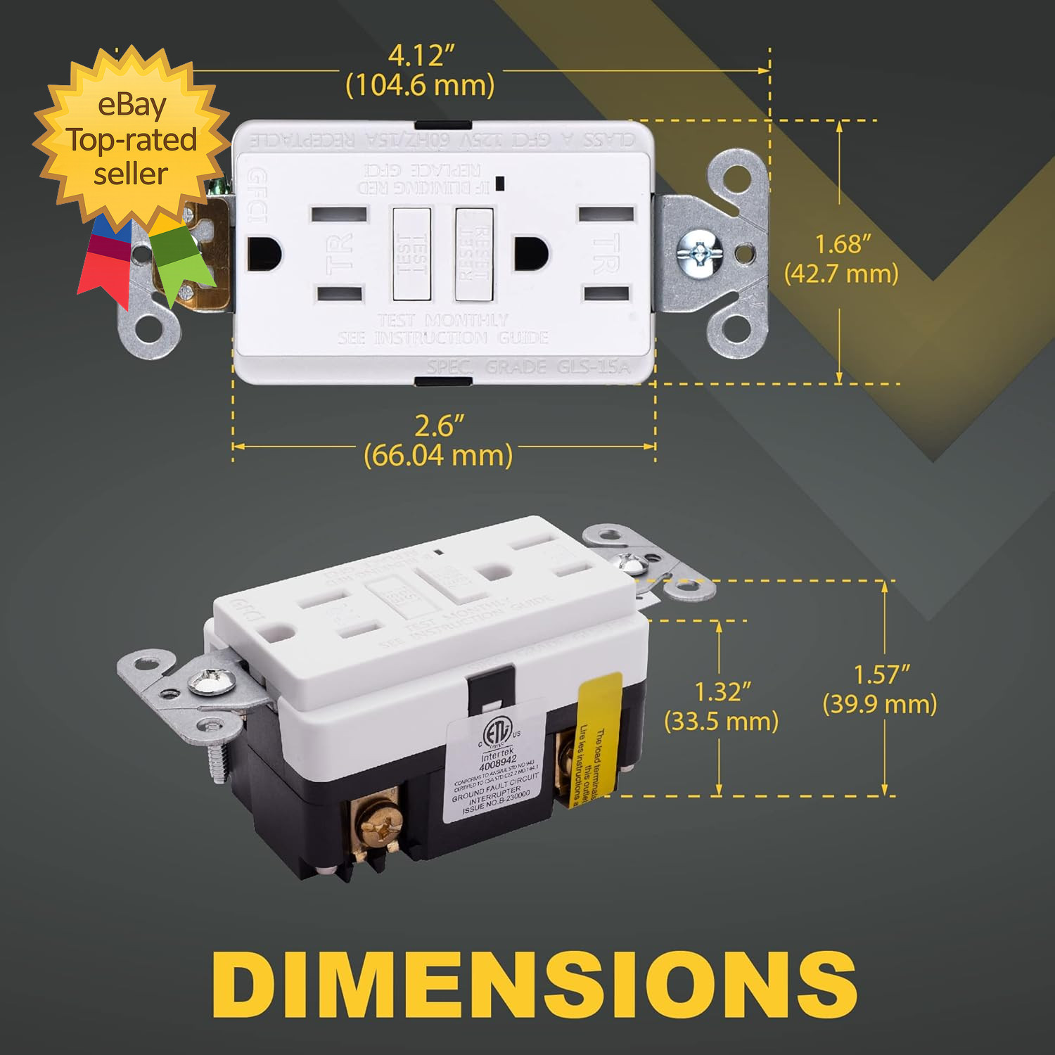 GFCI Outlets 3 Pack 15A Self Test LED Indicator Duplex Receptacle White Set
