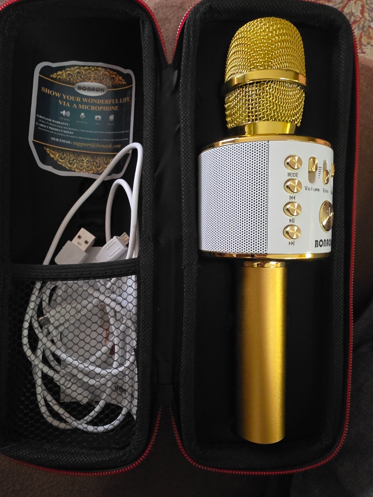BONAOK Q37 Wireless Bluetooth Karaoke Microphone/Speaker Rose Gold New Open Box