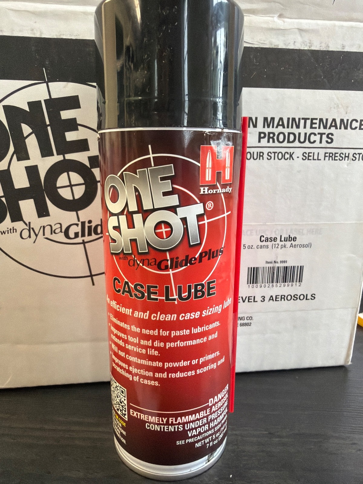 Hornady 9991 One Shot Spray Case Lube With DynaGlide Plus 5 fl Oz - Red