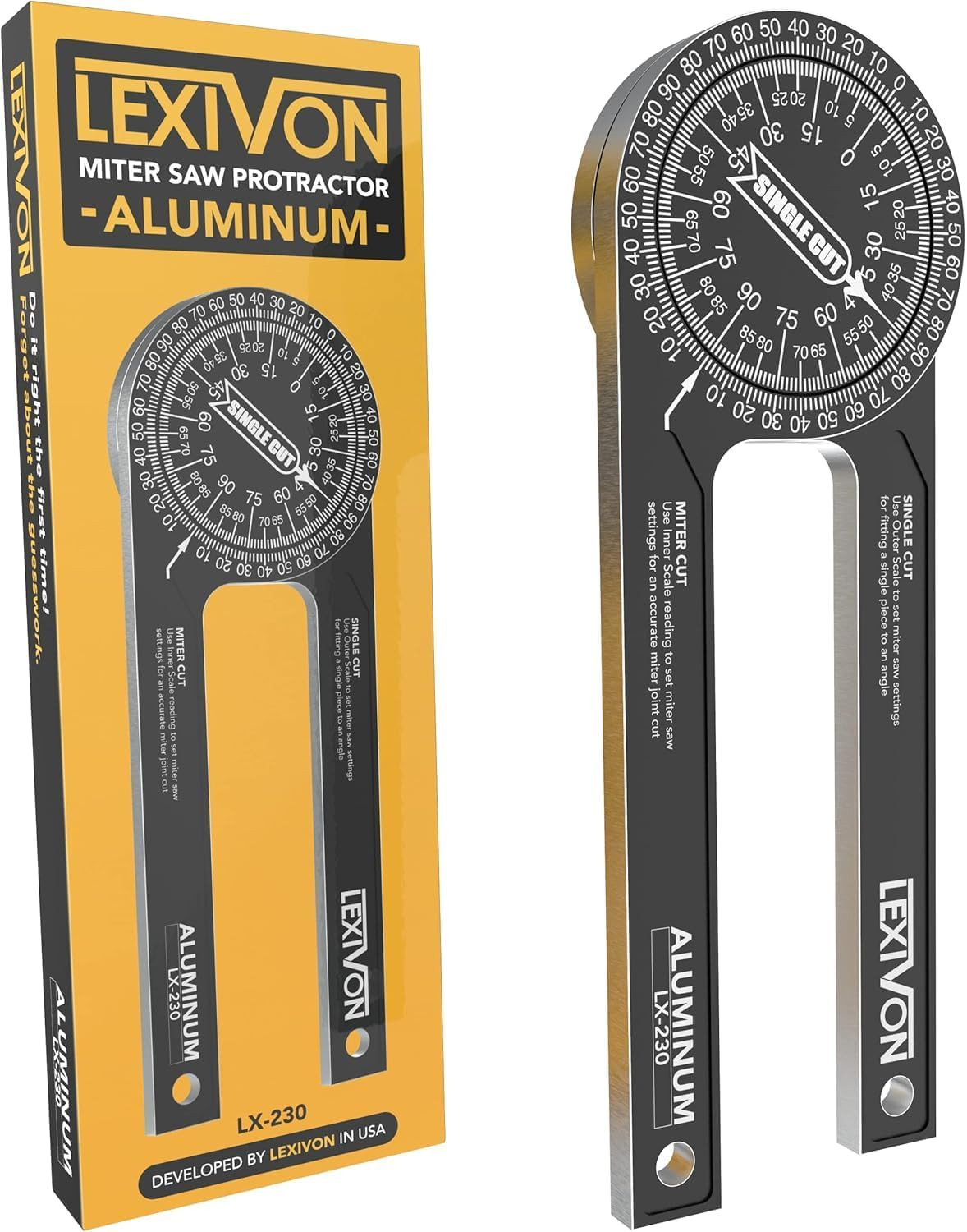 Aluminum Miter Saw Protractor | 7-Inch Rust Proof Angle Finder Featuring Prec...