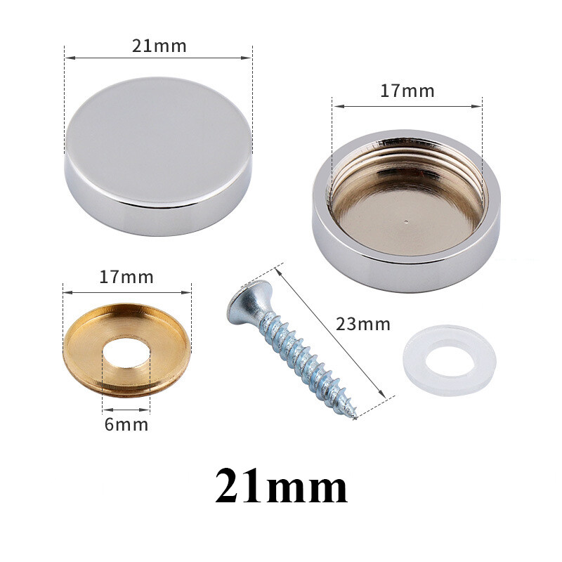 4 PCS Threaded Brass Dome Screw Cover Snap Caps Electroplated Mirror Hangers