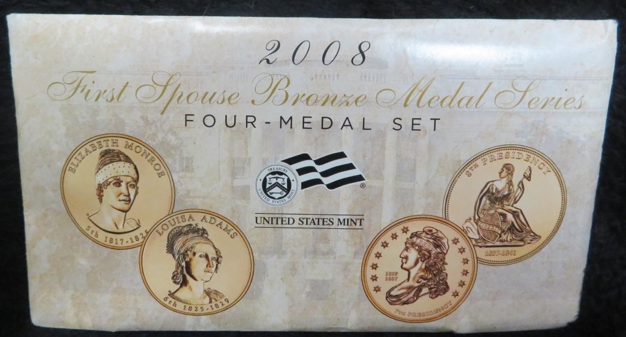 2008 First Spouse Bronze Medal Series *4  Medal Set * Envelope and COA