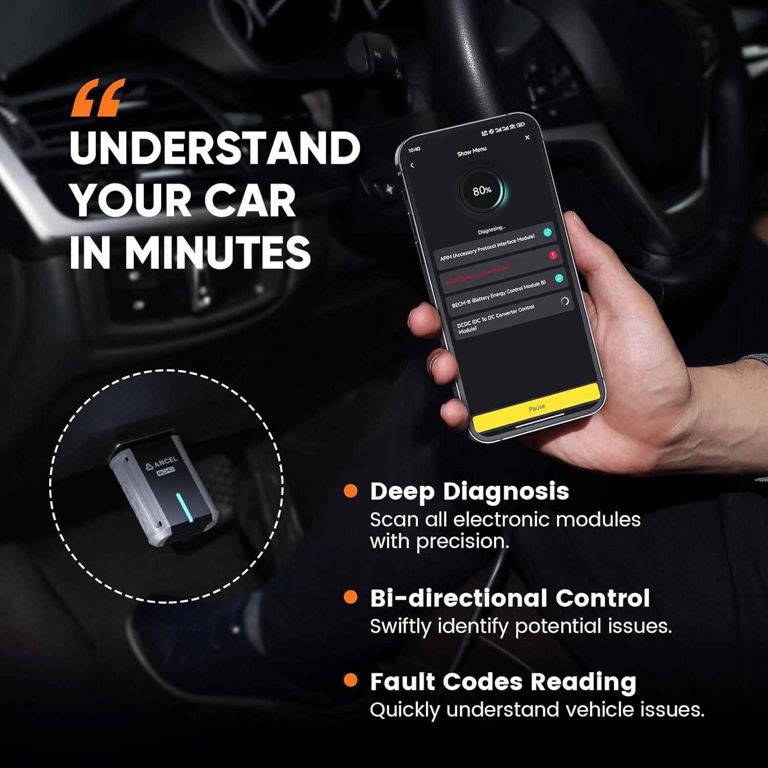 ANCEL Echo OBD2 Car Scanner Bluetooth All System Bidirectional Oil EPB Reset