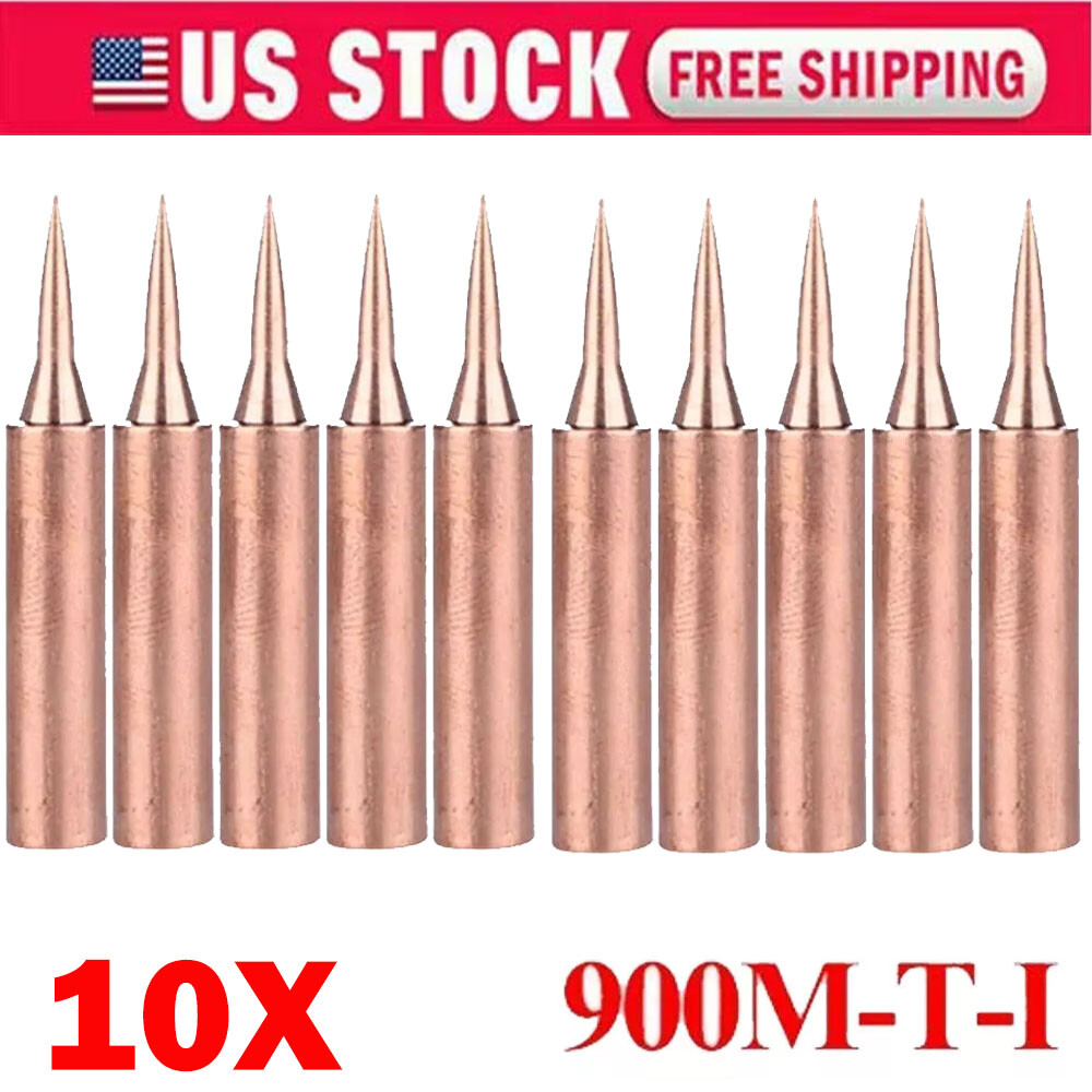 10pc 900M-T-I Pure Copper Soldering Iron Tips Set Lead-Welding Solder Tip Tools