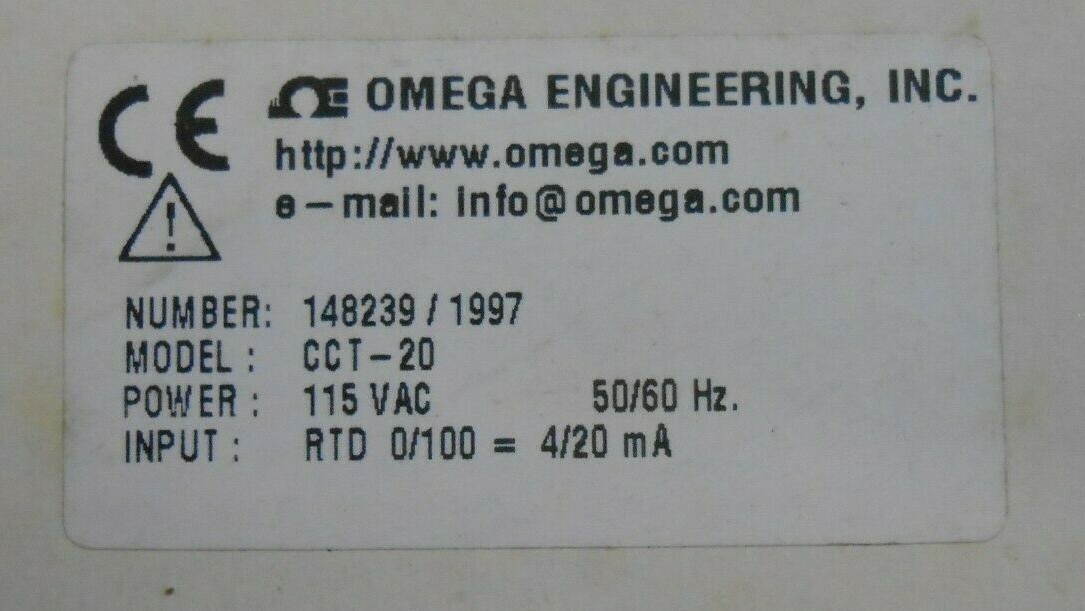 OMEGA CCT-20-0/100 SIGNAL CONDITIONER DIN RAIL RTD INPUT 10 V 4-20MA NEW