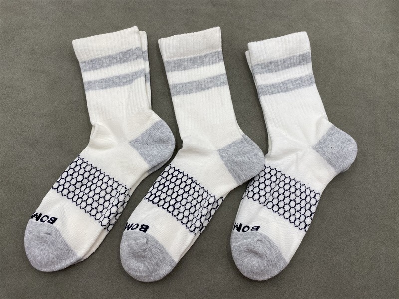 Brand New Bombas Honeycomb Women's Calf Sock Size M Grey/White 3 pairs
