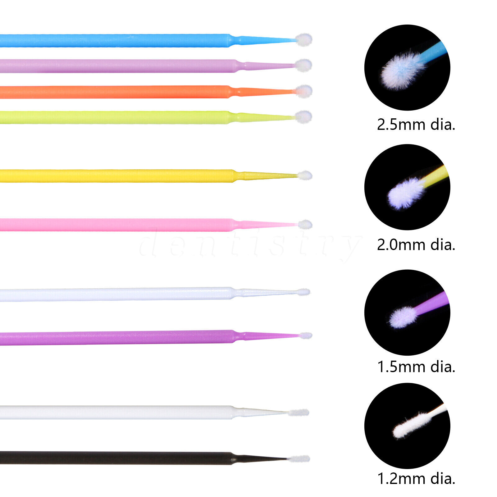 100Pcs/Bag Dental Microbrush Disposable Applicators Tips Micro Brush Cleaning
