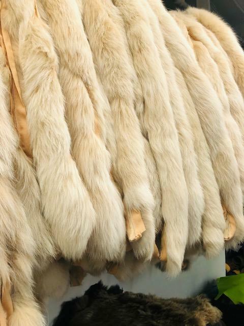 FOX FUR Hood Trim 28-32", Beige Natural Color Fur Trim with fabric tape