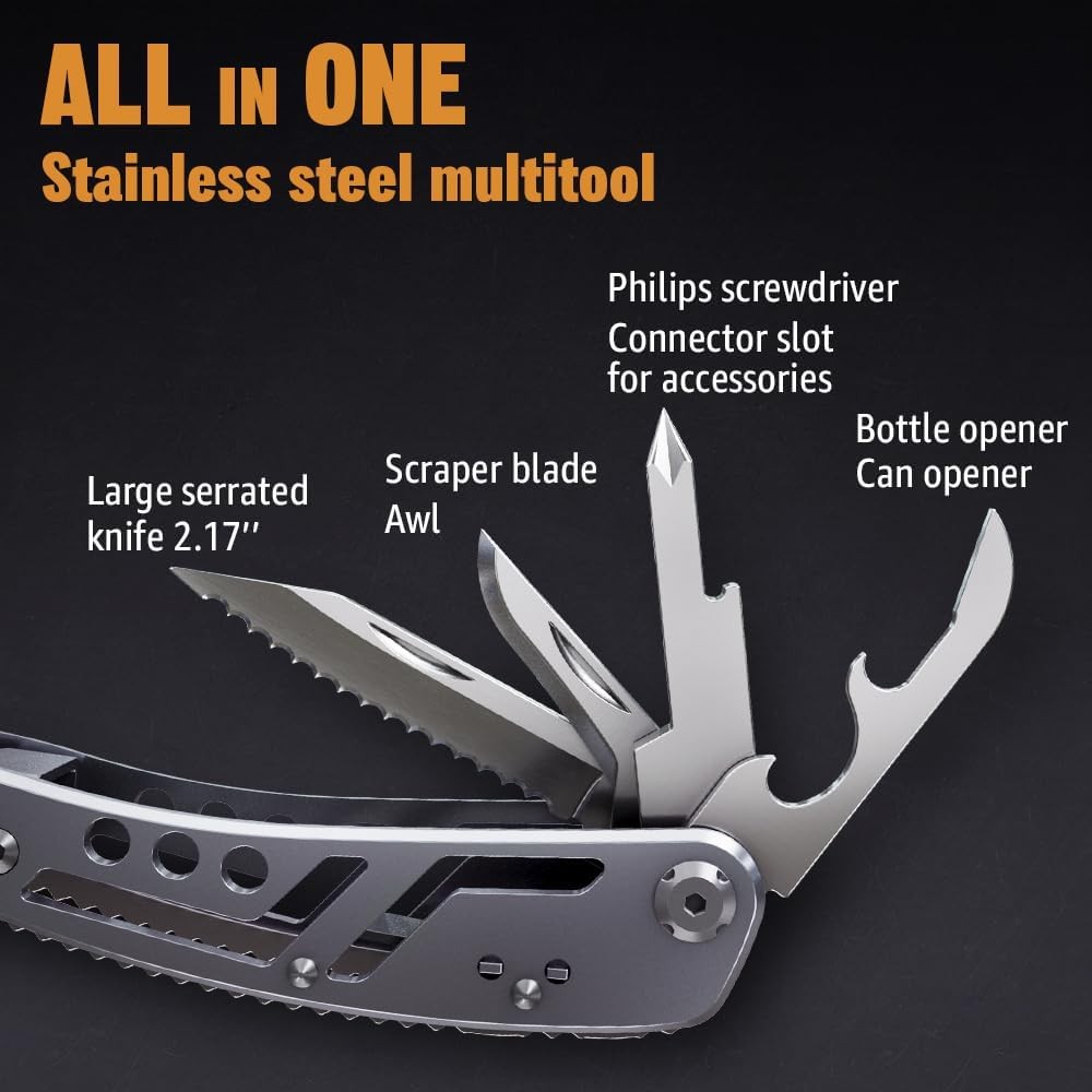 24-in-1 Multitool with Knife,Pliers & 11 Bits Sharp Stainless Steel - Multi Tool