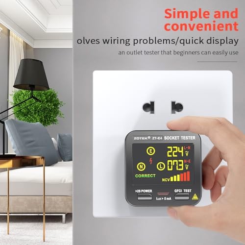 Socket Tester, Plug Tester for Electrical outlets,ZT-E4, Leakage Detector with