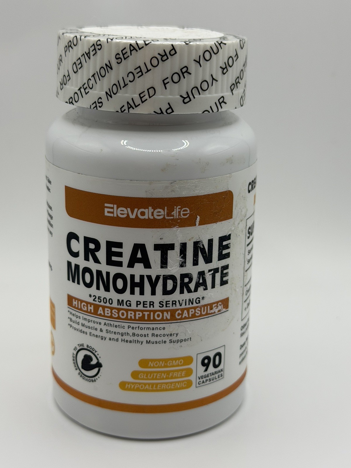ElevateLife Creatine Monohydrate 2500mg 90 Capsules  Gluten Free Non-GMO NEW