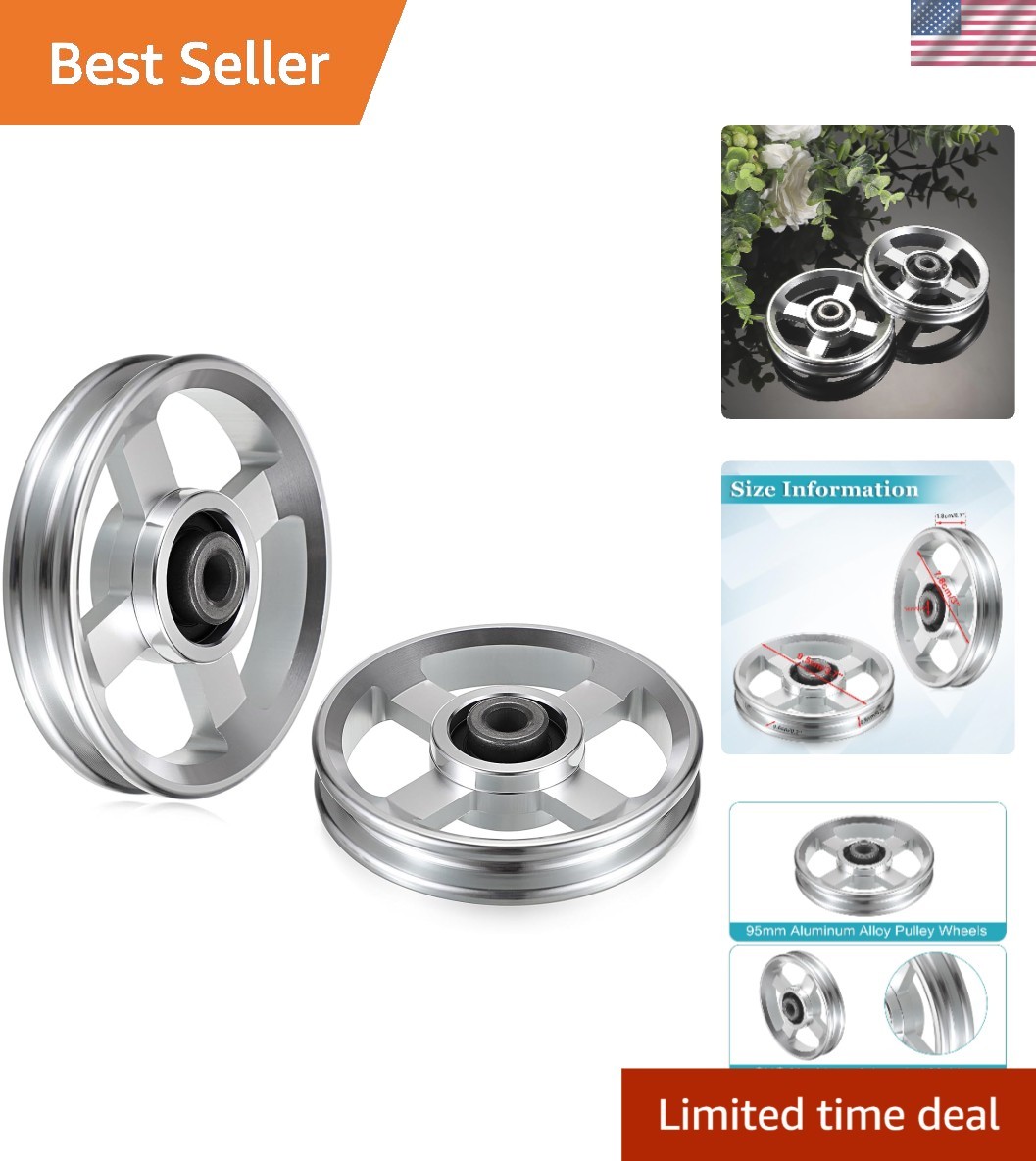 95mm Aluminum Alloy Pulley Wheels - 660lbs Capacity for Cable Systems