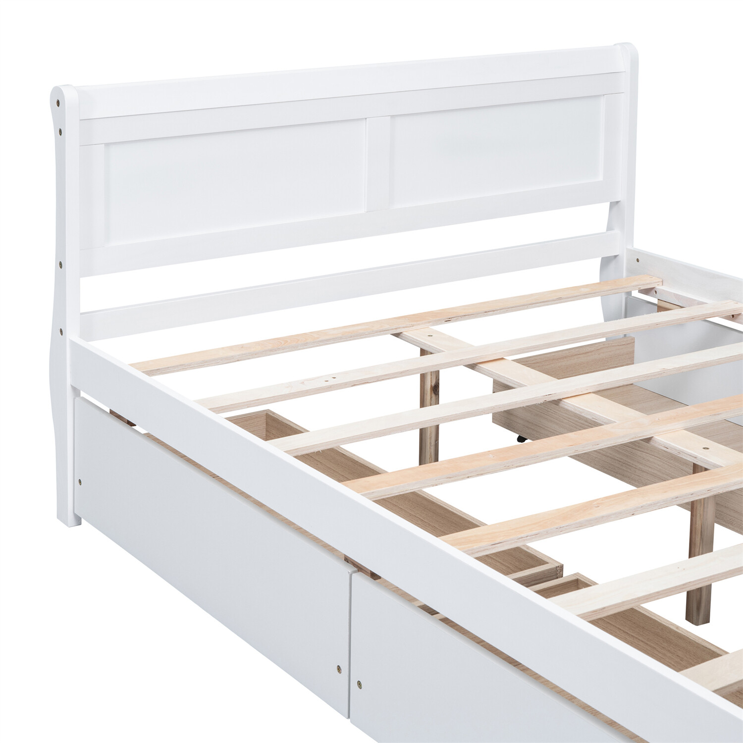 Full Size Bed Frame Wood Platform Bed w/ Headboard & Footboard & 4 Drawers