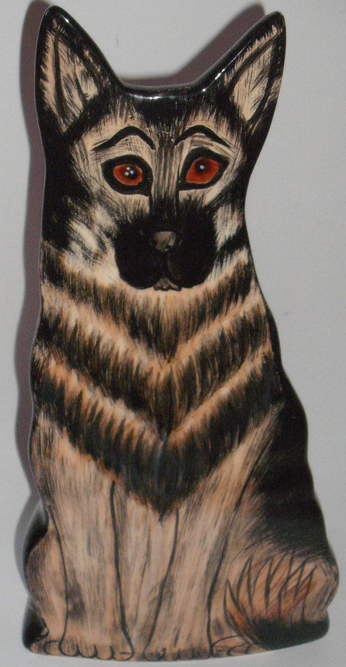 Large German Shepard Ceramic Standing Dog Planter Dogs by Nina Lyman Rocky