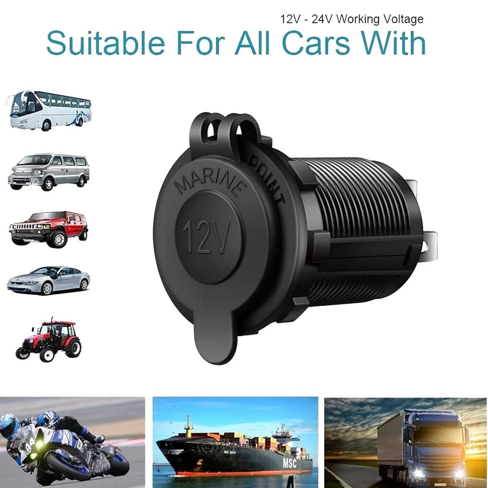 12V Car Marine Cigarette Lighter Socket with Red LED Power Oulet Socket Adapter