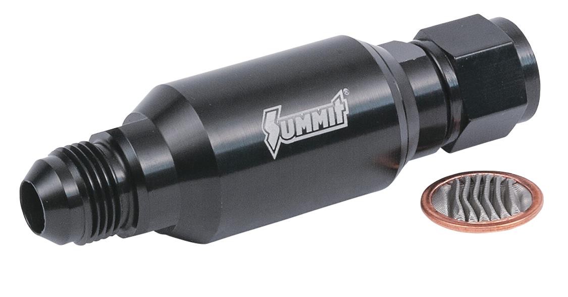 Fuel Filter Inline Mount Alum. Black -8 AN Female Inlet/-8 AN Male Outlet Each