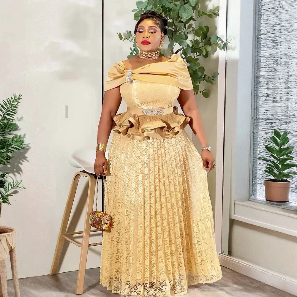 Elegant Women African Dashiki Plus Size Long Dress Evening Cocktail Gown Kaftan