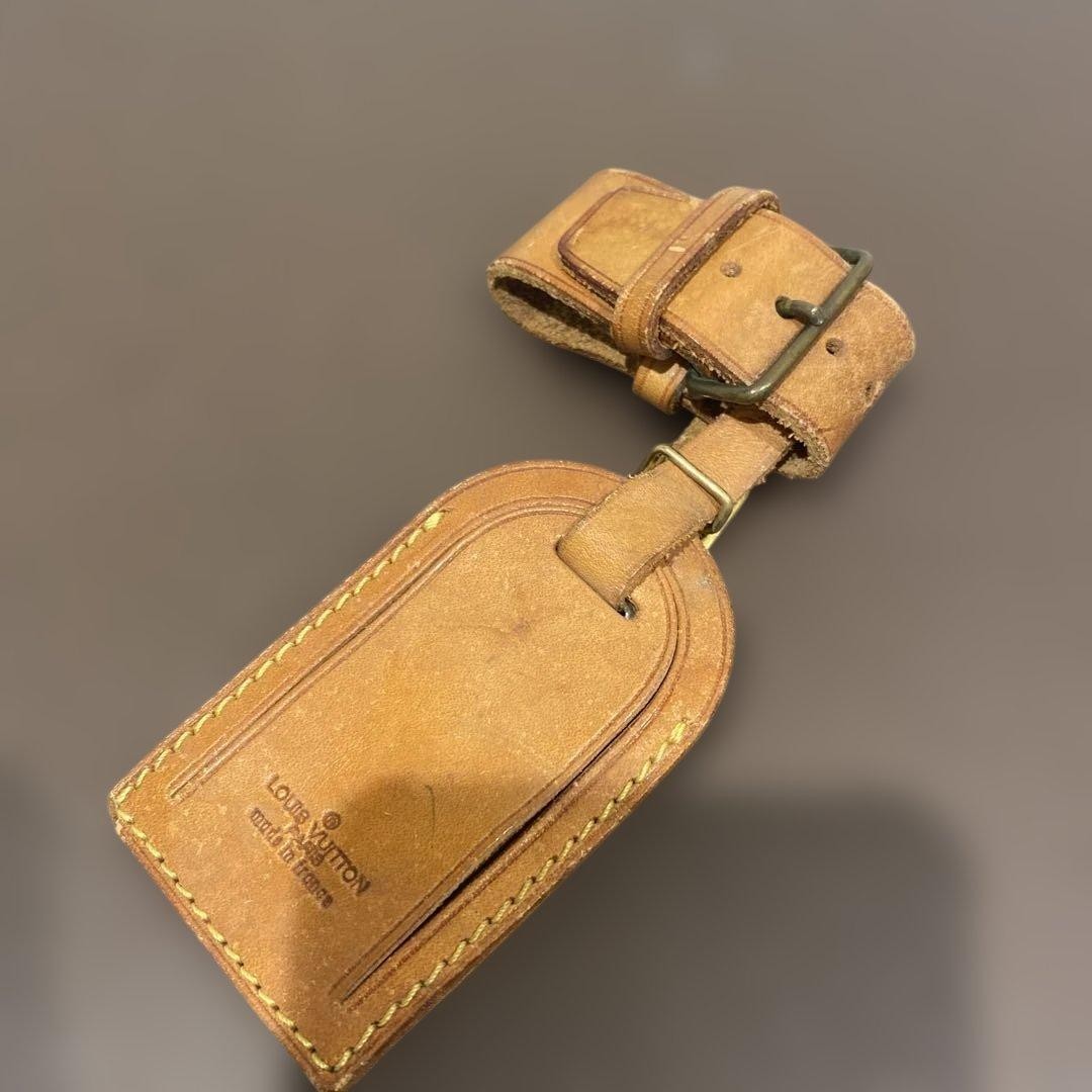 Louis Vuitton Luggage Name Tag & Poignée Set Vachetta Leather Vintage Japan