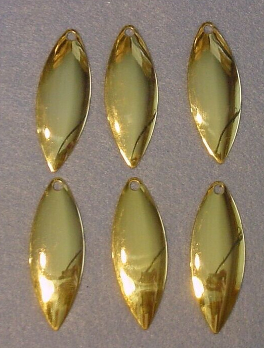 6 ~Lakeland #4 1/2 Gold Plated 2.280" Long Willow Leaf Spinnerbait Blades 241545