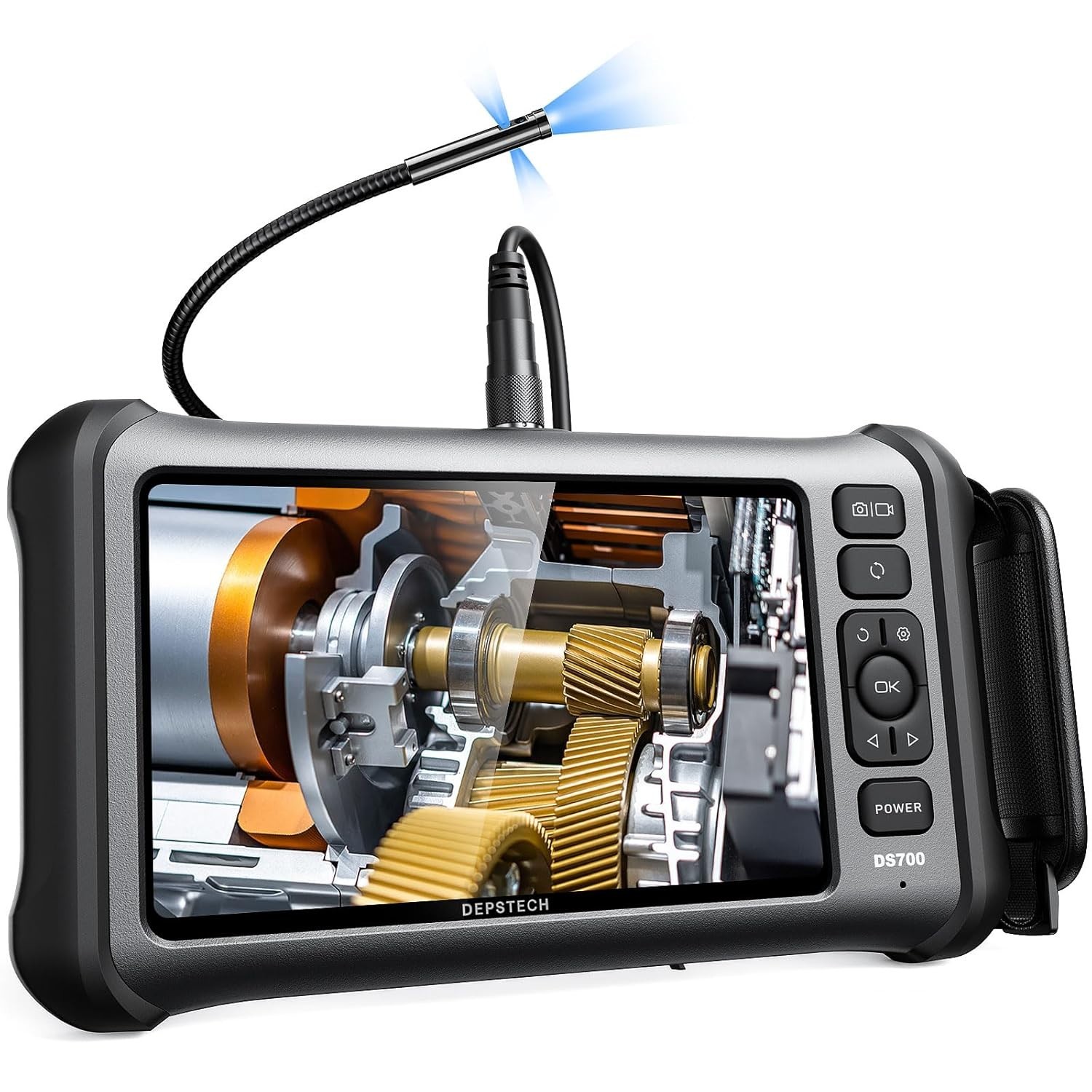 Used DEPSTECH Triple-Lens Endoscope 7''Screen Borescope Inspection Camera 7.9 mm