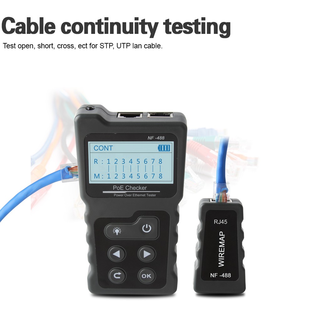Noyafa PoE Checker Inline PoE Voltage & Current Tester with Cable tester NF-488