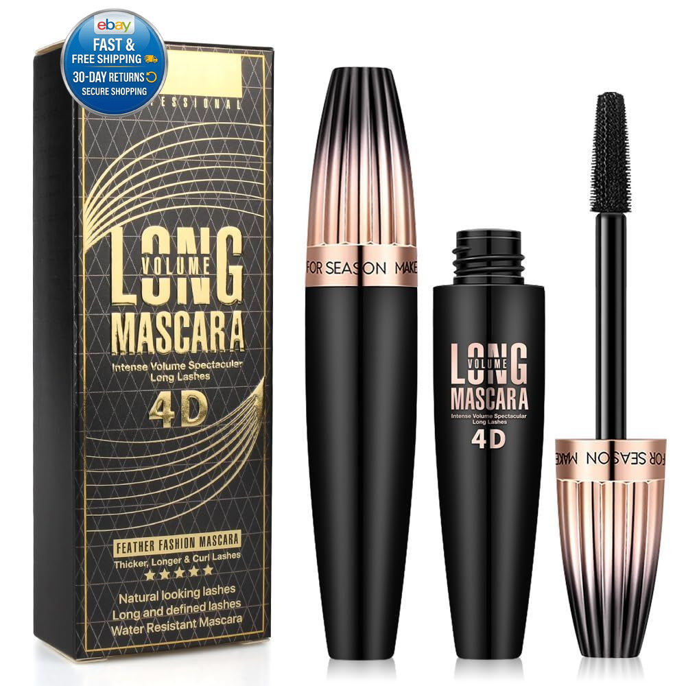 2 Pack 4D Silk Fiber Lash Mascara, Waterproof Very 1 Ounce (Pack of 2), Black