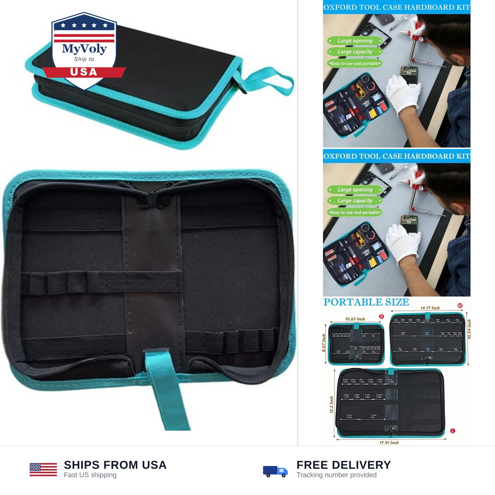 BLIRITEL Tool Bag Organizer, Oxford Tool Case Hardboard Kit, Portable Small T...