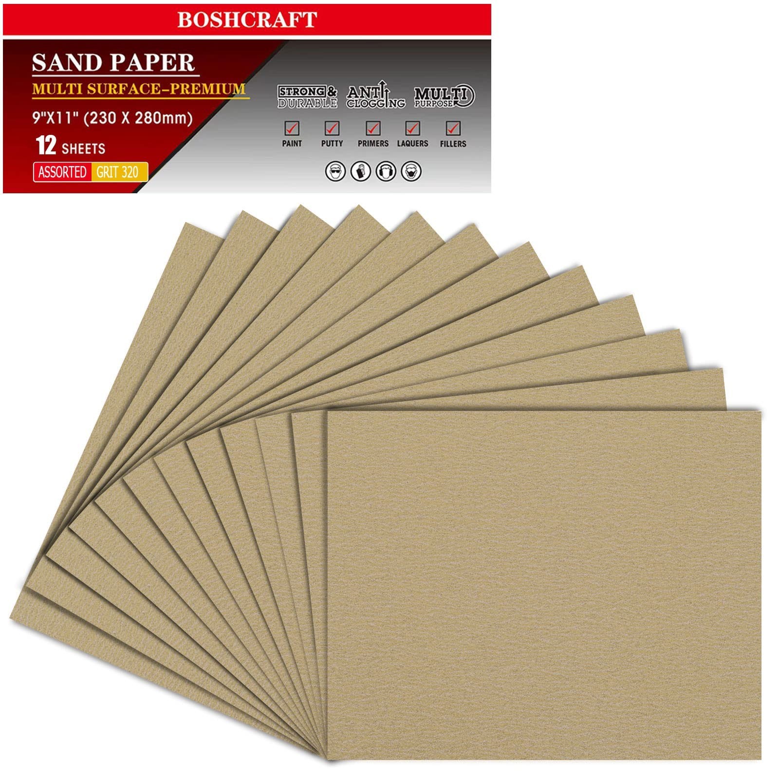 320 Grit Sandpaper, Sandpaper Assortment for Wood Metal Furniture Hand Sander...